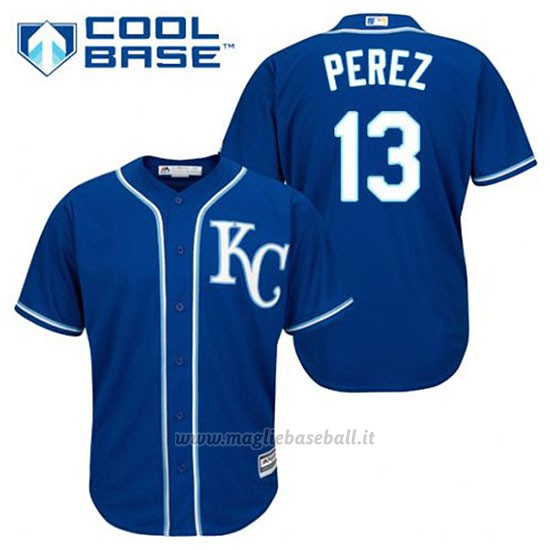 Maglia Baseball Uomo Kansas City Royals Salvador Perez 13 Blu Alterner Cool Base